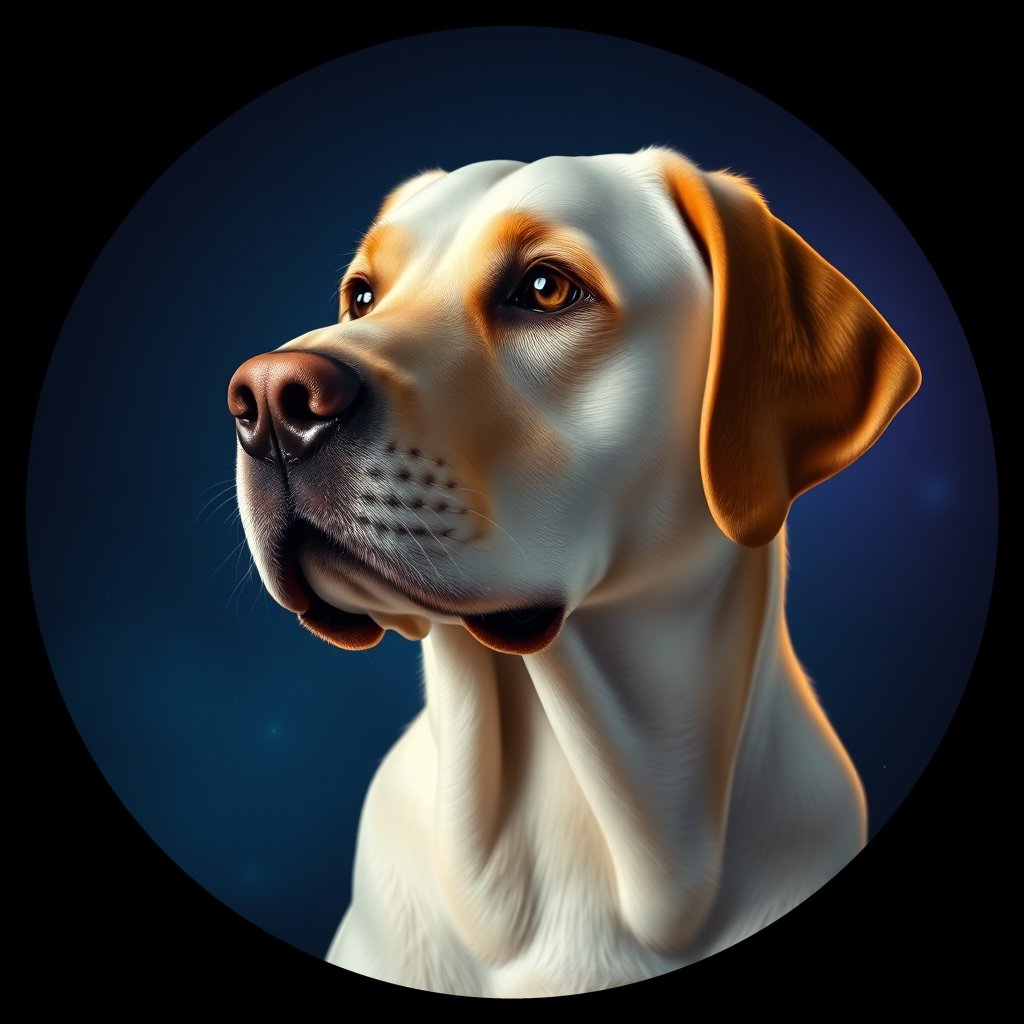 Cosmic medallion portrait of cHD11_52_cHD11_52, a Labrador Retriever