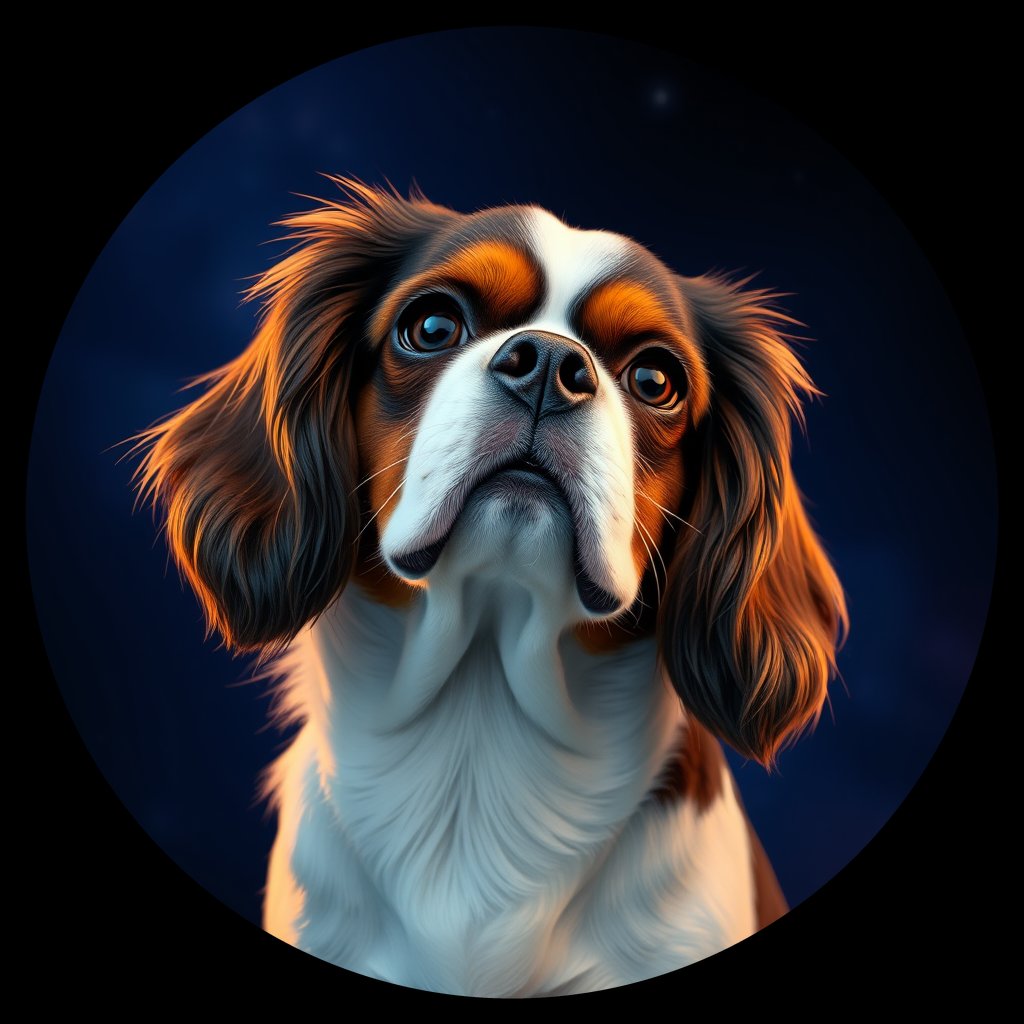 Cosmic medallion portrait of cHD11_53_cHD11_53, a Cavalier King Charles Spaniel