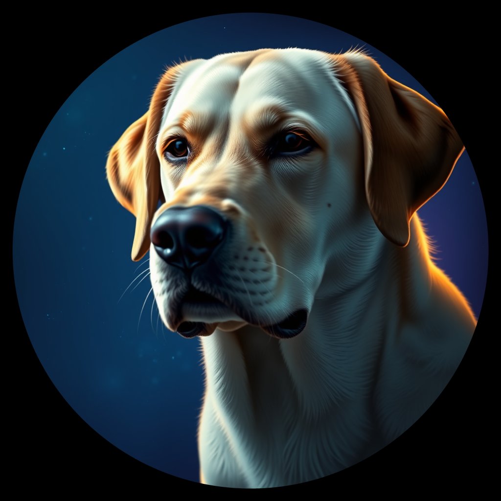 Cosmic medallion portrait of cHD11_542_cHD11_542, a Labrador Or Golden Retriever