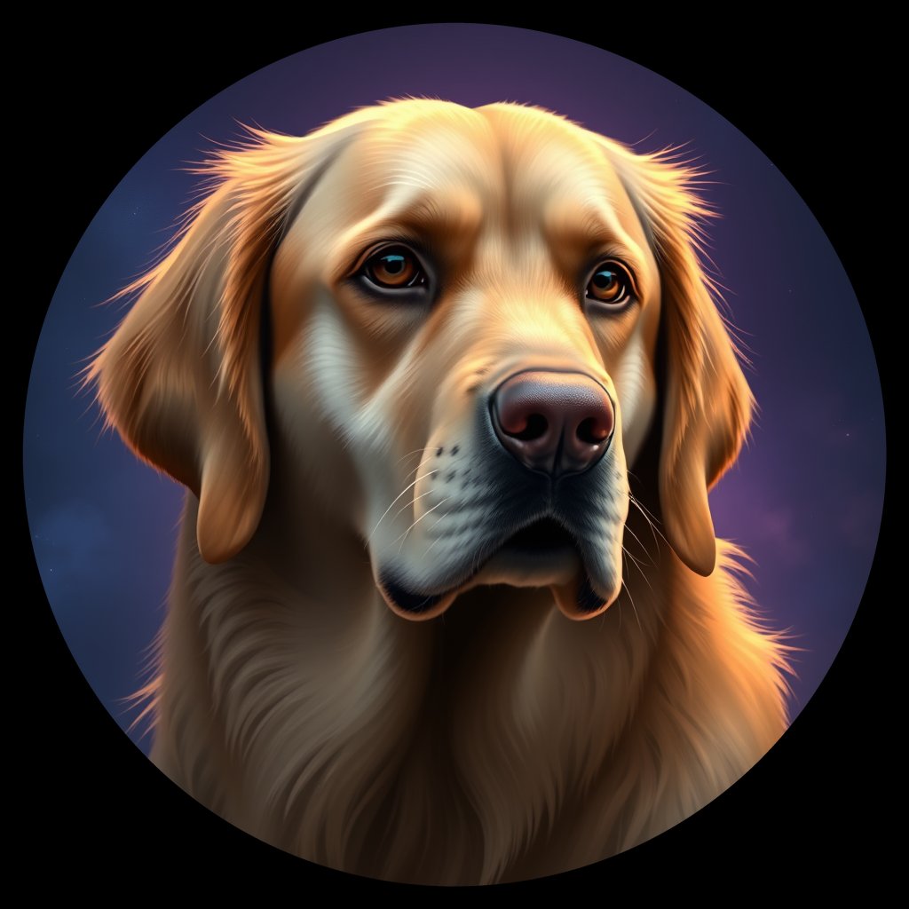 Cosmic medallion portrait of cHD11_543_cHD11_543, a Labrador Or Golden Retriever