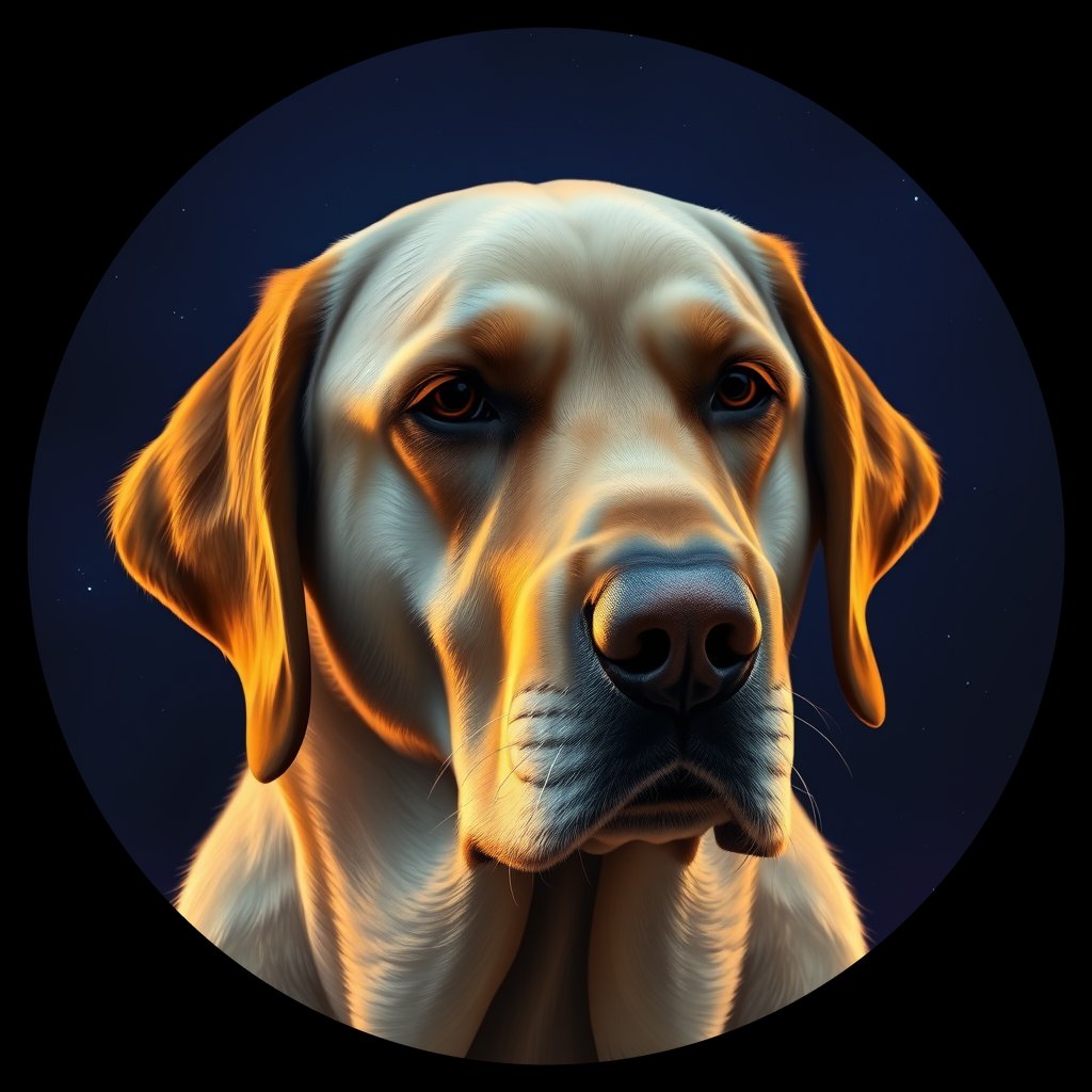 Cosmic medallion portrait of cHD11_544_cHD11_544, a Labrador Or Golden Retriever