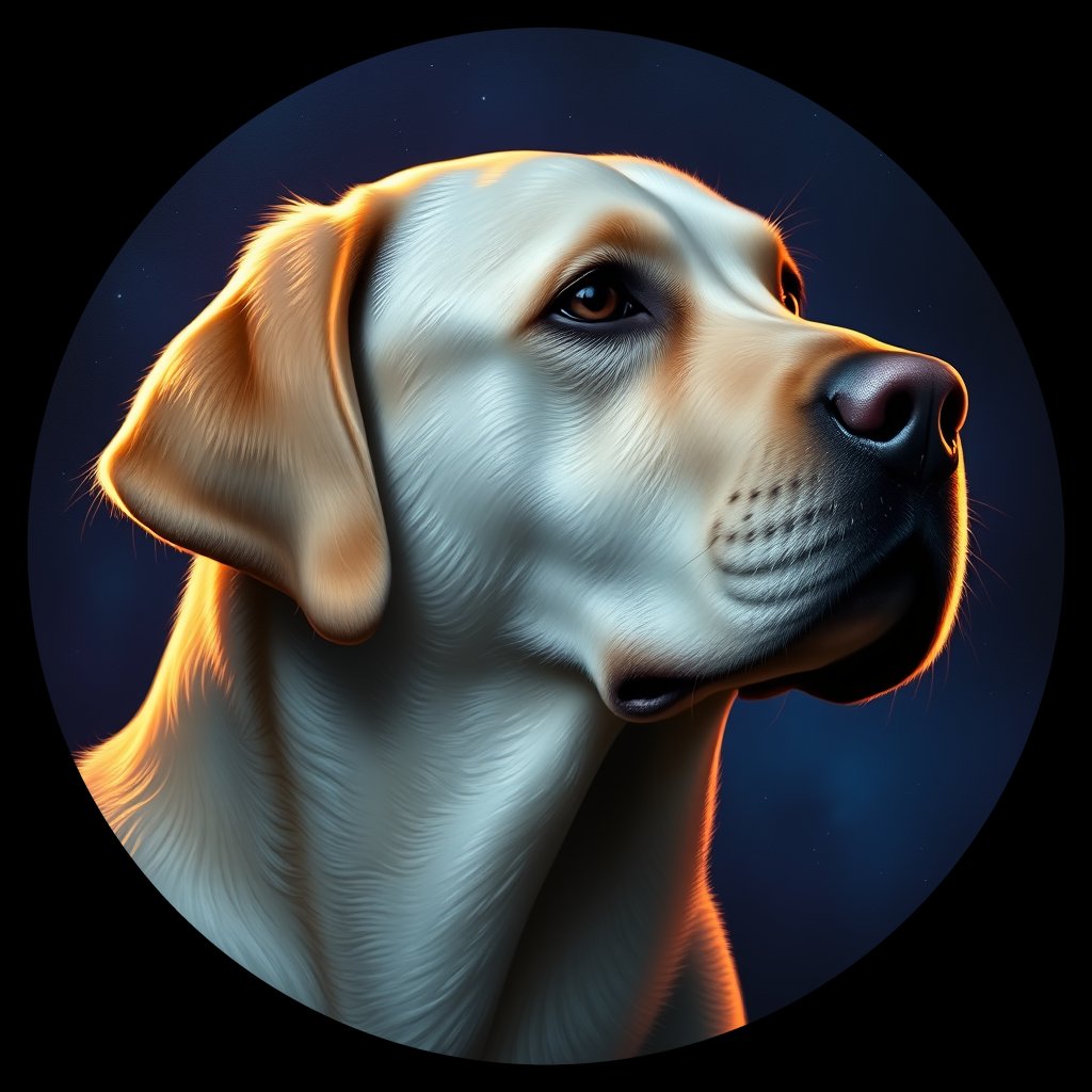 Cosmic medallion portrait of cHD11_545_cHD11_545, a Labrador Or Golden Retriever