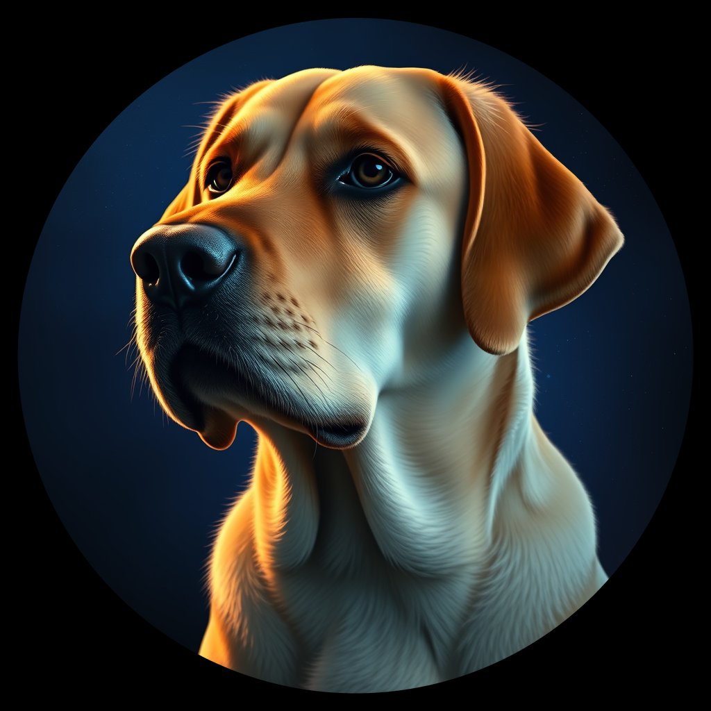 Cosmic medallion portrait of cHD11_547_cHD11_547, a Labrador Or Golden Retriever
