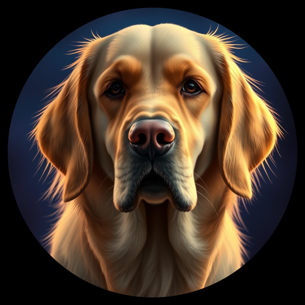 Cosmic medallion portrait of cHD11_550_cHD11_550, a Labrador Or Golden Retriever