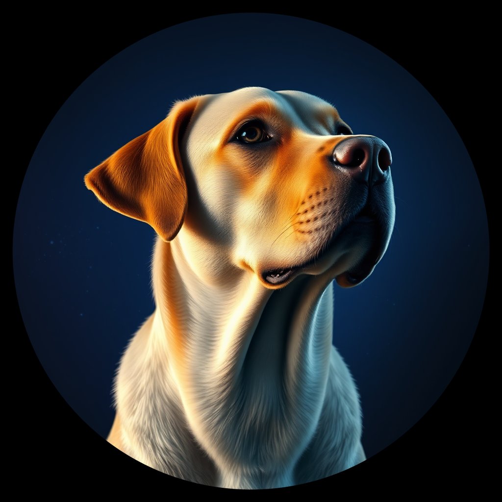 Cosmic medallion portrait of cHD11_551_cHD11_551, a Labrador Or Golden Retriever