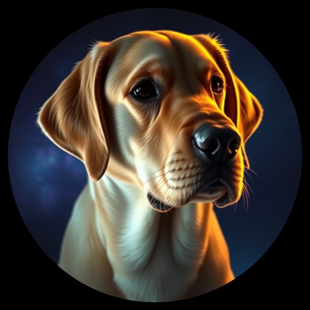 Cosmic medallion portrait of cHD11_552_cHD11_552, a Labrador Or Golden Retriever