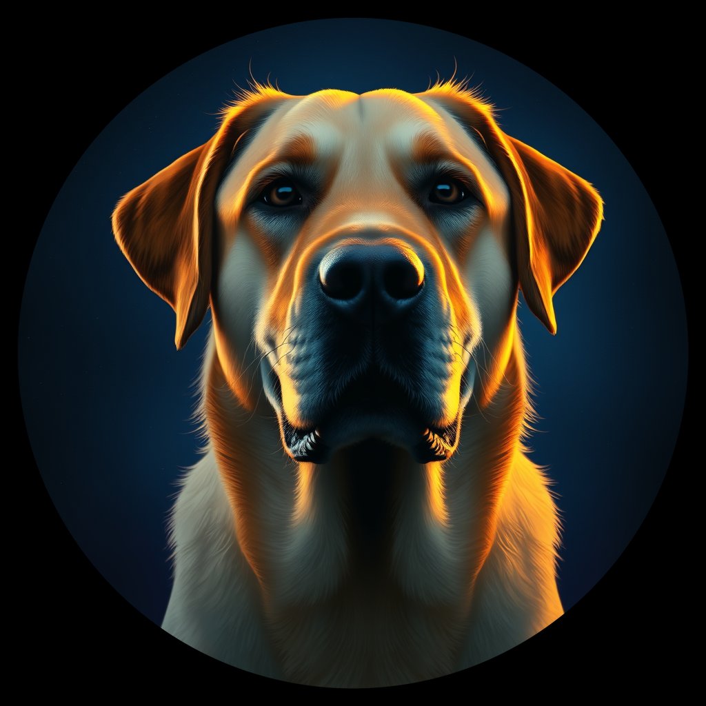 Cosmic medallion portrait of cHD11_553_cHD11_553, a Labrador Or Golden Retriever