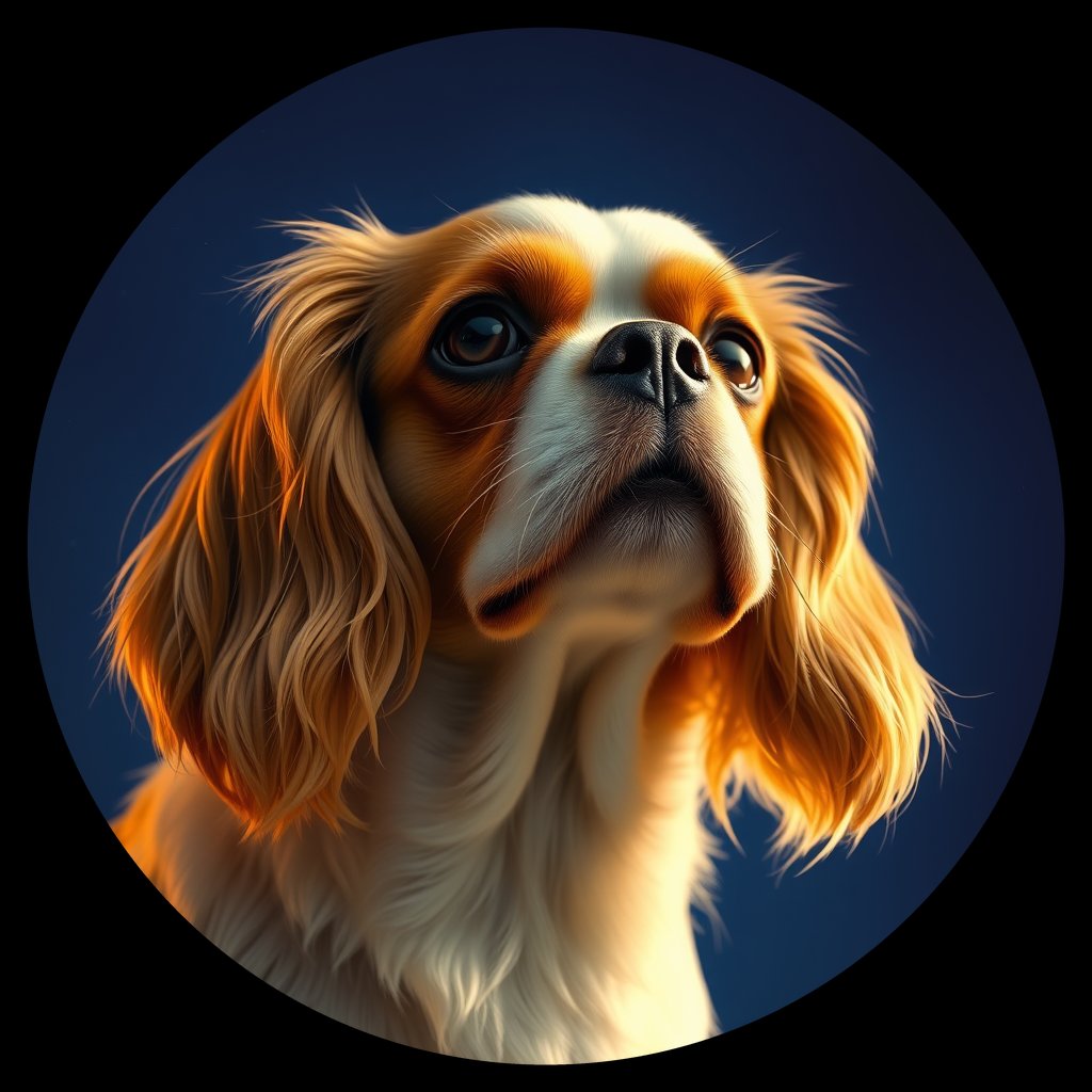 Cosmic medallion portrait of cHD11_56_cHD11_56, a Cavalier King Charles Spaniel