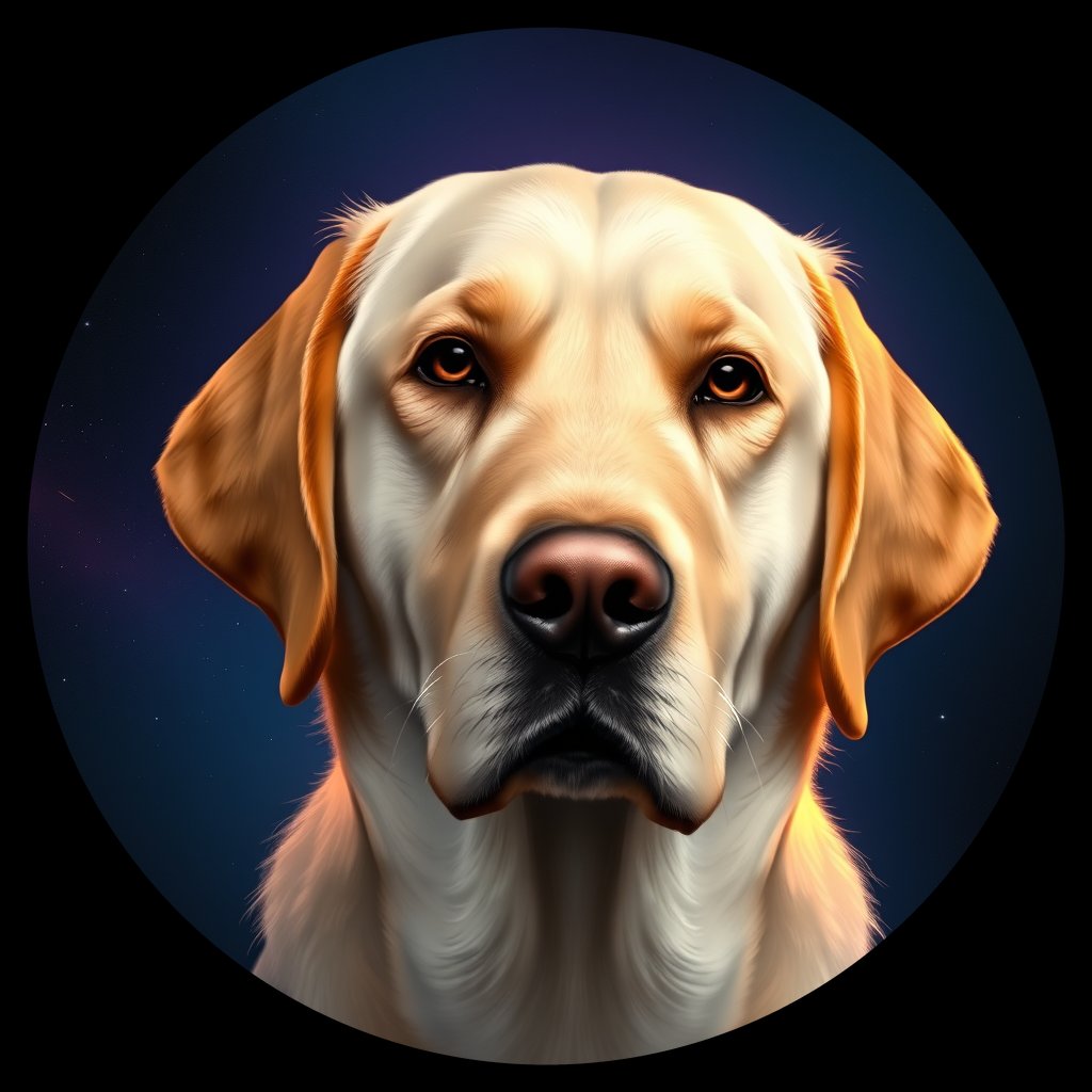 Cosmic medallion portrait of cHD11_573_cHD11_573, a Labrador Or Golden Retriever