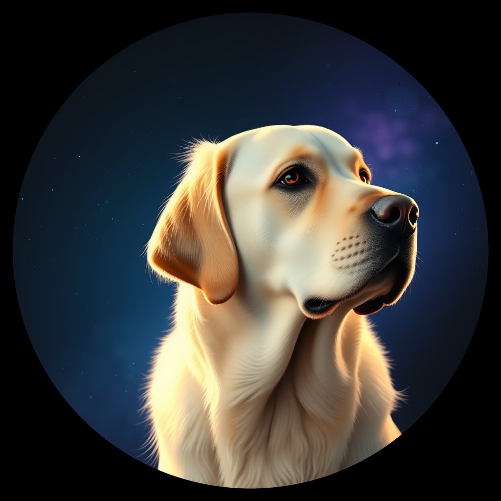 Cosmic medallion portrait of cHD11_574_cHD11_574, a Labrador Or Golden Retriever