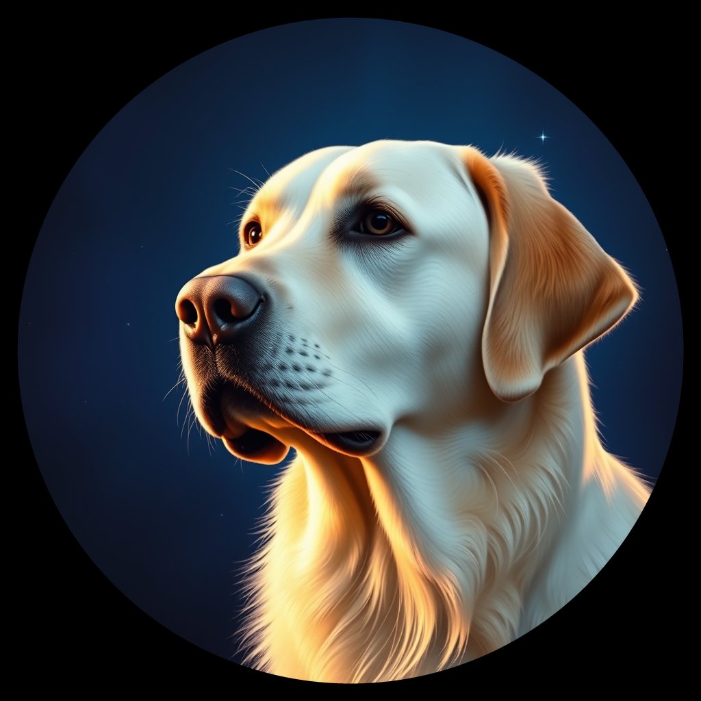 Cosmic medallion portrait of cHD11_575_cHD11_575, a Labrador Or Golden Retriever