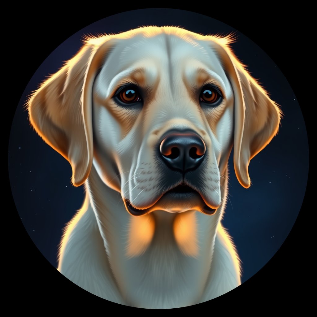Cosmic medallion portrait of cHD11_576_cHD11_576, a Labrador Or Golden Retriever
