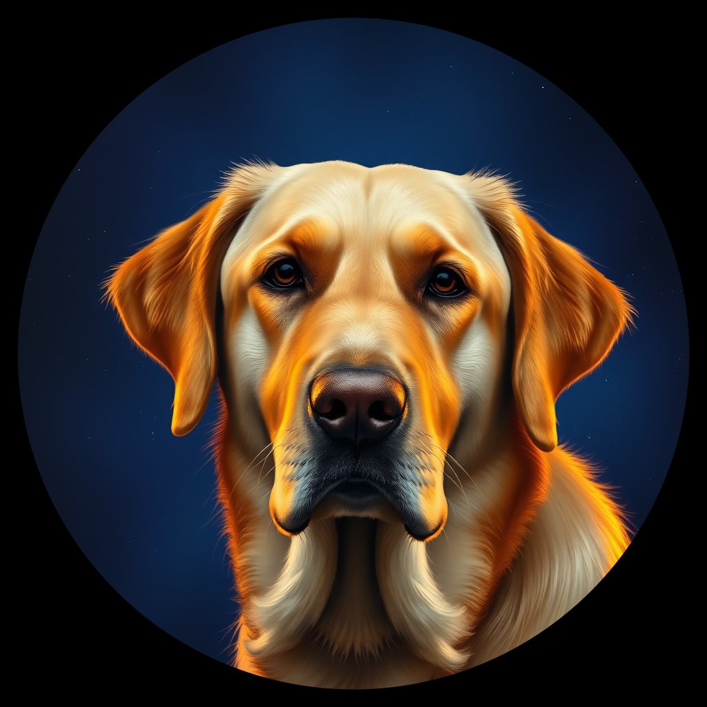Cosmic medallion portrait of cHD11_577_cHD11_577, a Labrador Or Golden Retriever