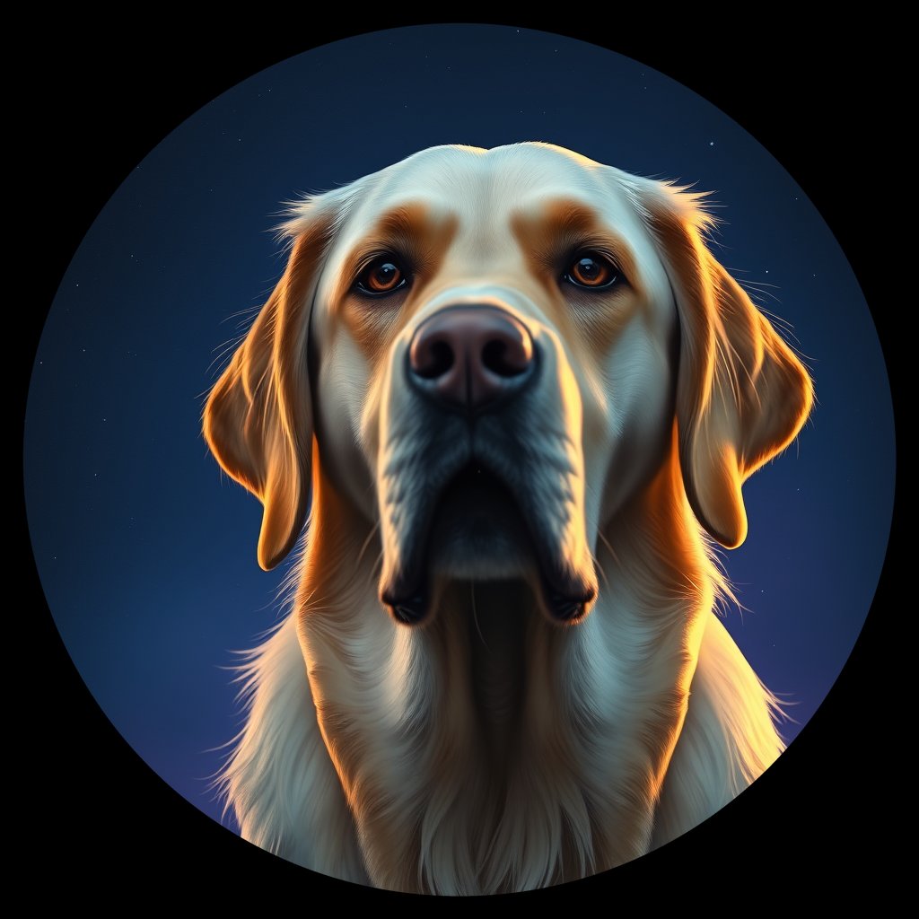 Cosmic medallion portrait of cHD11_578_cHD11_578, a Labrador Or Golden Retriever