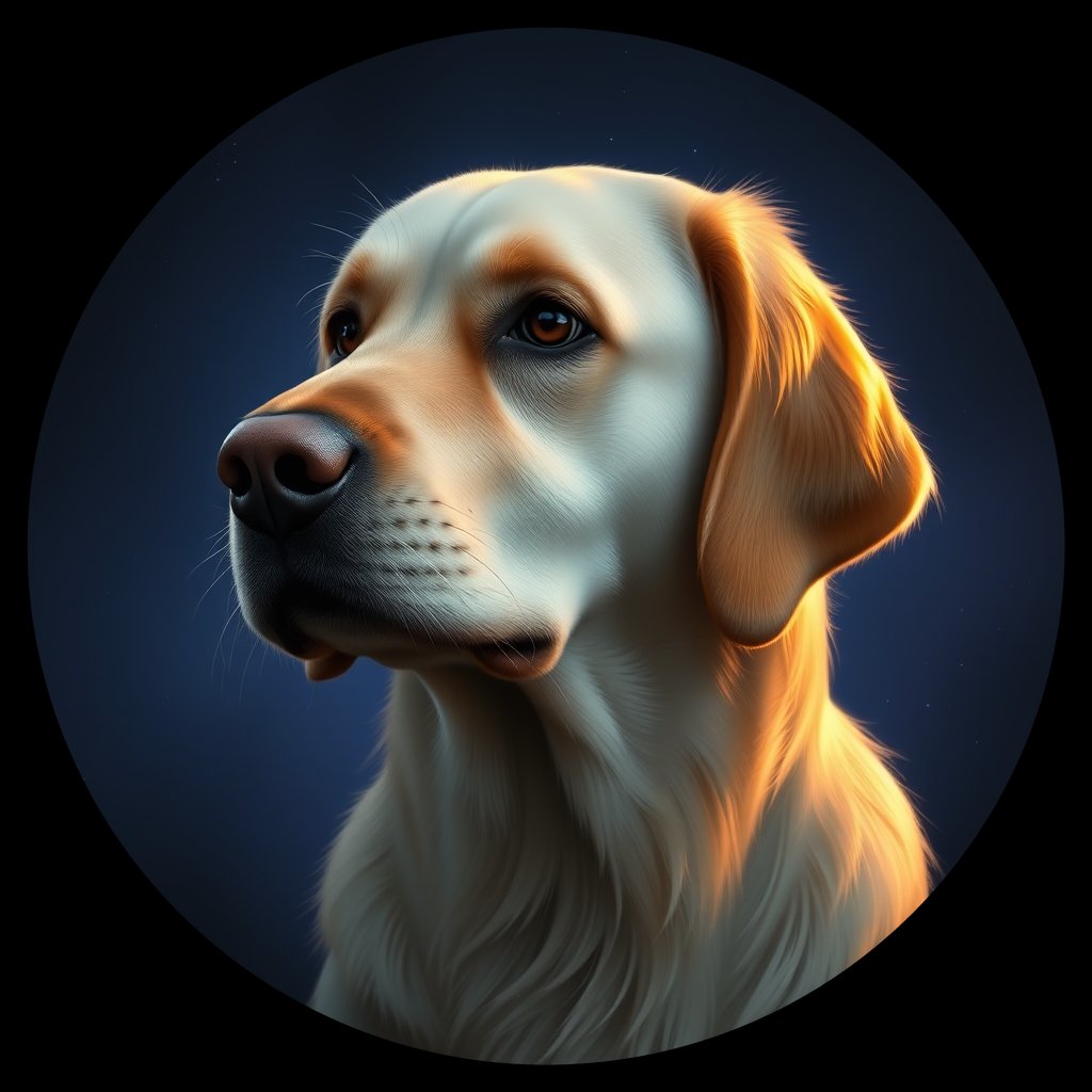 Cosmic medallion portrait of cHD11_579_cHD11_579, a Labrador Or Golden Retriever