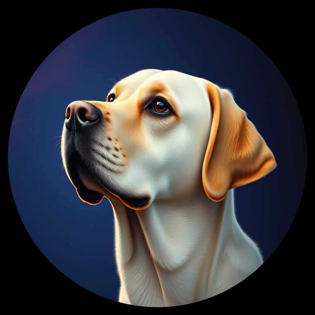 Cosmic medallion portrait of cHD11_580_cHD11_580, a Labrador Or Golden Retriever