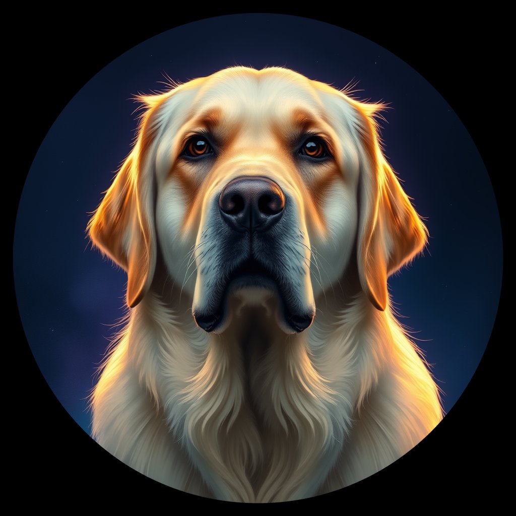 Cosmic medallion portrait of cHD11_581_cHD11_581, a Labrador Or Golden Retriever