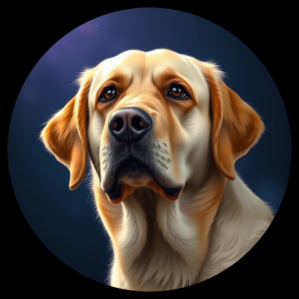 Cosmic medallion portrait of cHD11_582_cHD11_582, a Labrador Or Golden Retriever