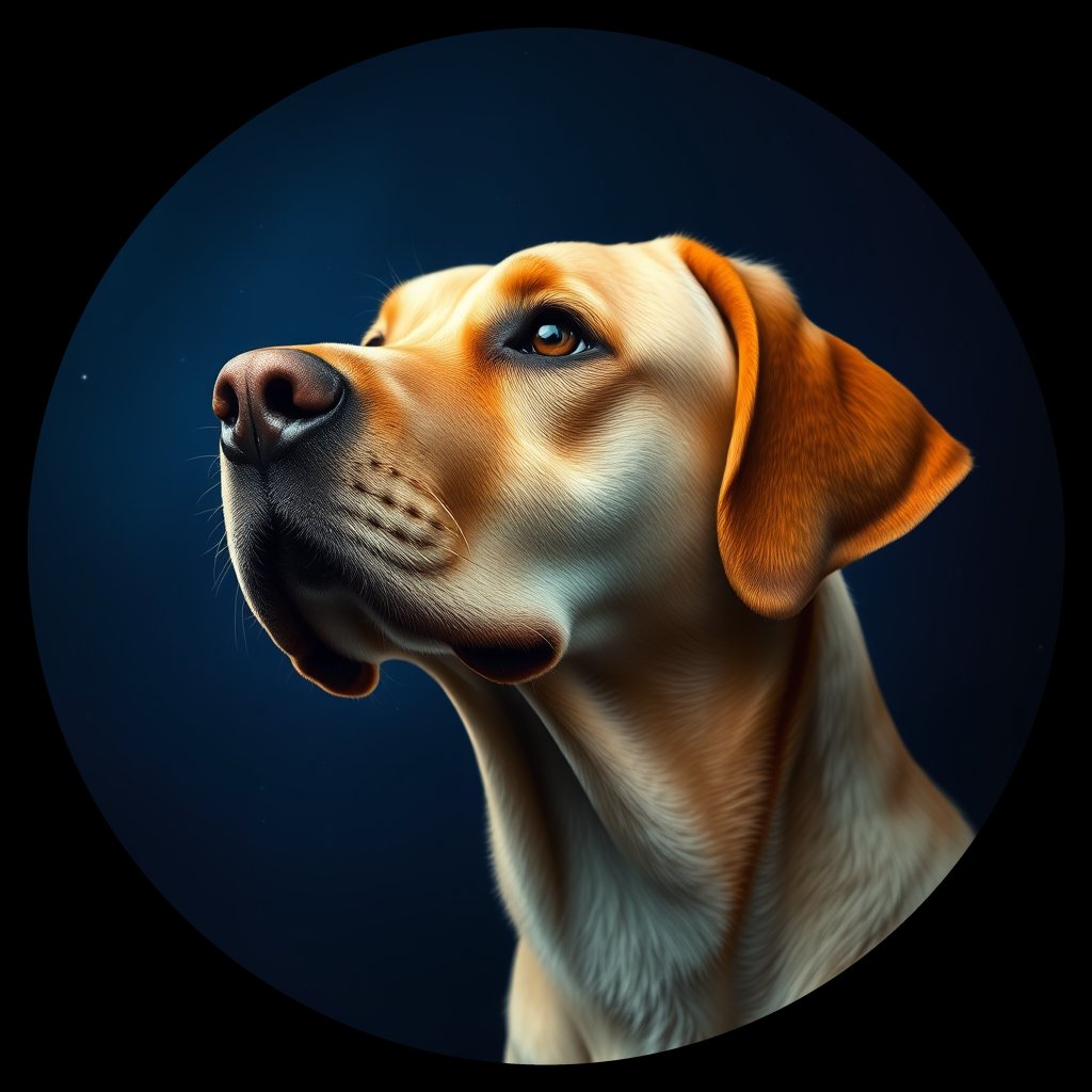 Cosmic medallion portrait of cHD11_583_cHD11_583, a Labrador Or Golden Retriever