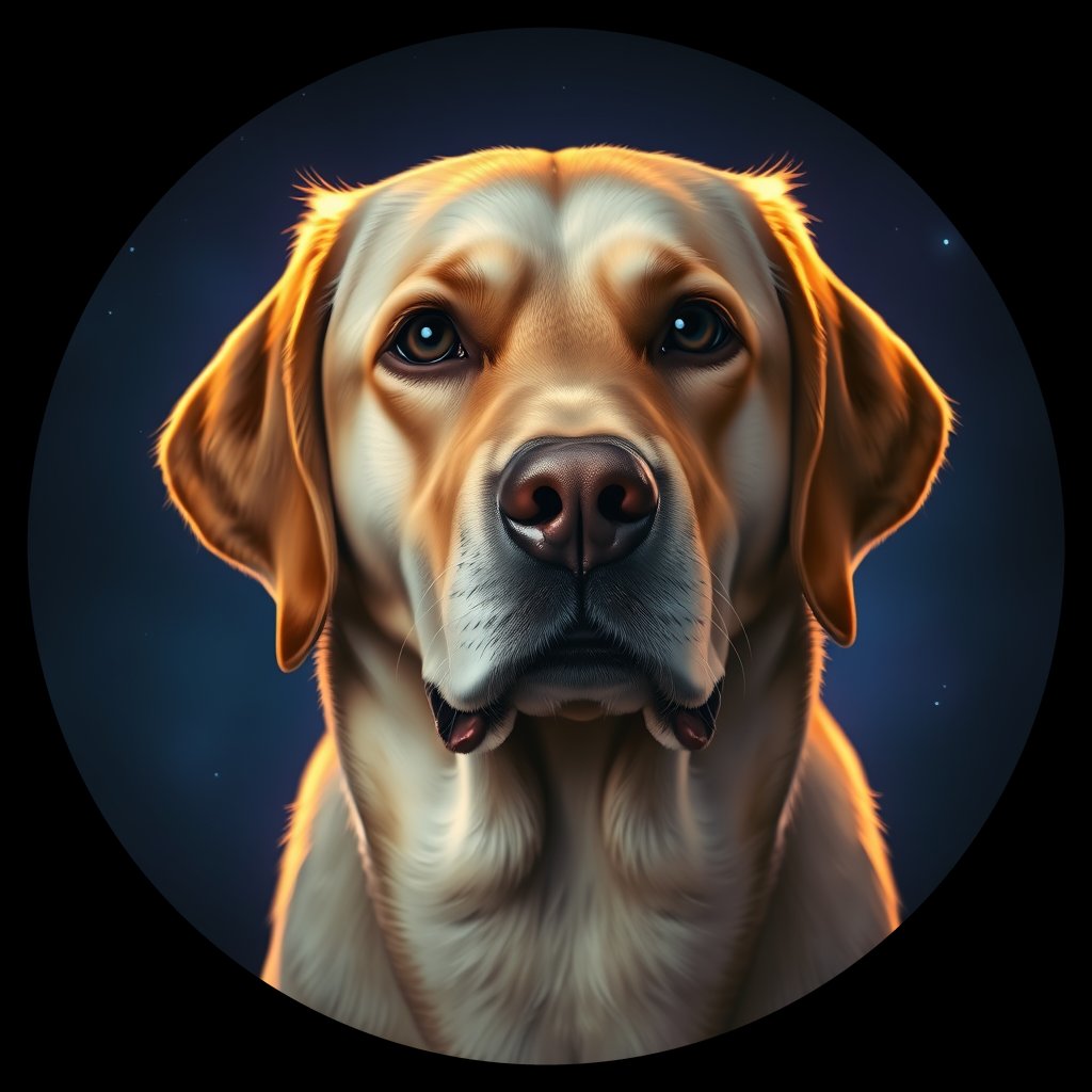 Cosmic medallion portrait of cHD11_585_cHD11_585, a Labrador Or Golden Retriever