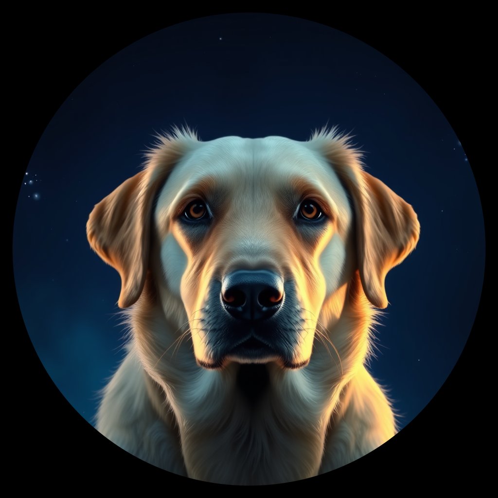 Cosmic medallion portrait of cHD11_587_cHD11_587, a Labrador Or Golden Retriever