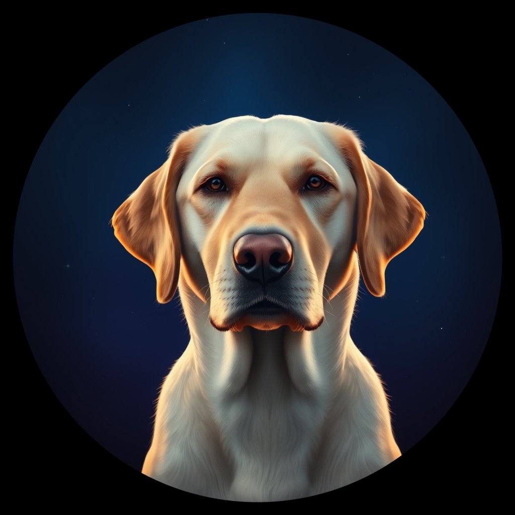 Cosmic medallion portrait of cHD11_588_cHD11_588, a Labrador Or Golden Retriever