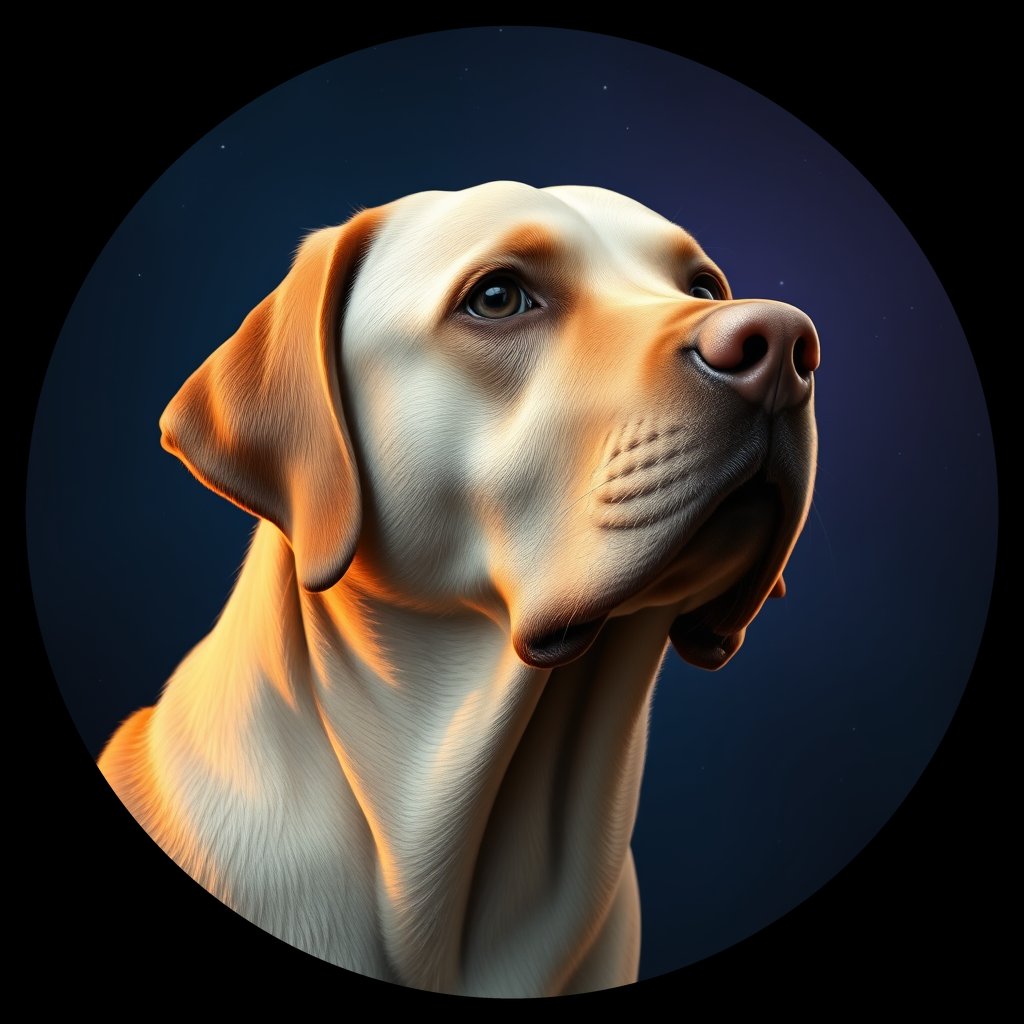 Cosmic medallion portrait of cHD11_58_cHD11_58, a Labrador Retriever