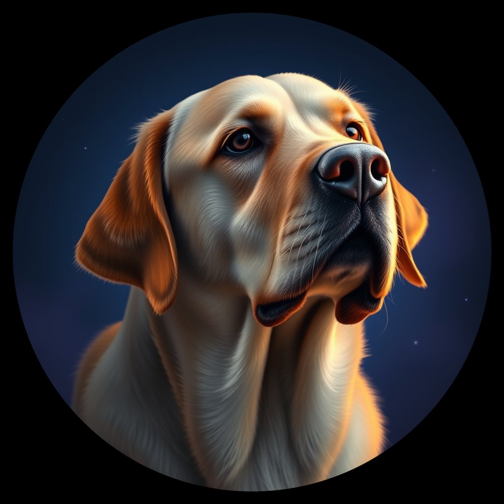 Cosmic medallion portrait of cHD11_59_cHD11_59, a Labrador Retriever