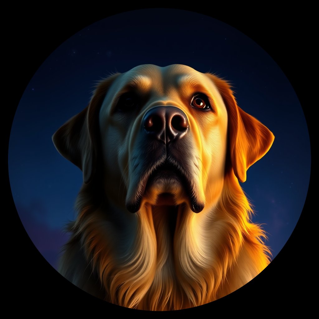 Cosmic medallion portrait of cHD11_607_cHD11_607, a Labrador Or Golden Retriever