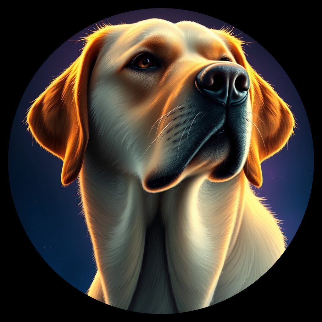 Cosmic medallion portrait of cHD11_612_cHD11_612, a Labrador Or Golden Retriever