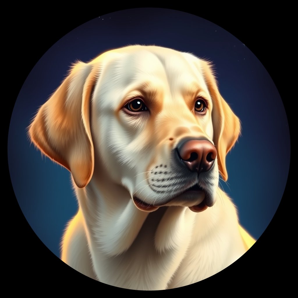 Cosmic medallion portrait of cHD11_613_cHD11_613, a Labrador Or Golden Retriever