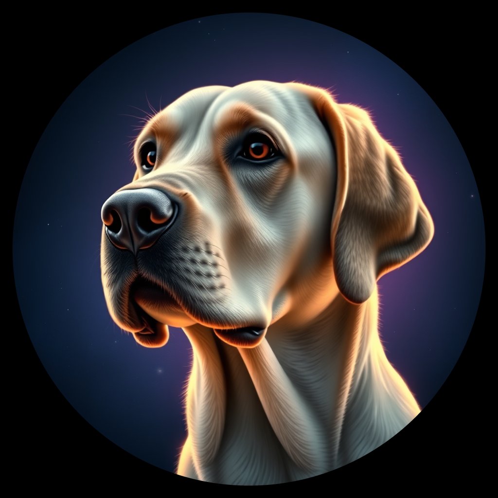 Cosmic medallion portrait of cHD11_62_cHD11_62, a Labrador Retriever