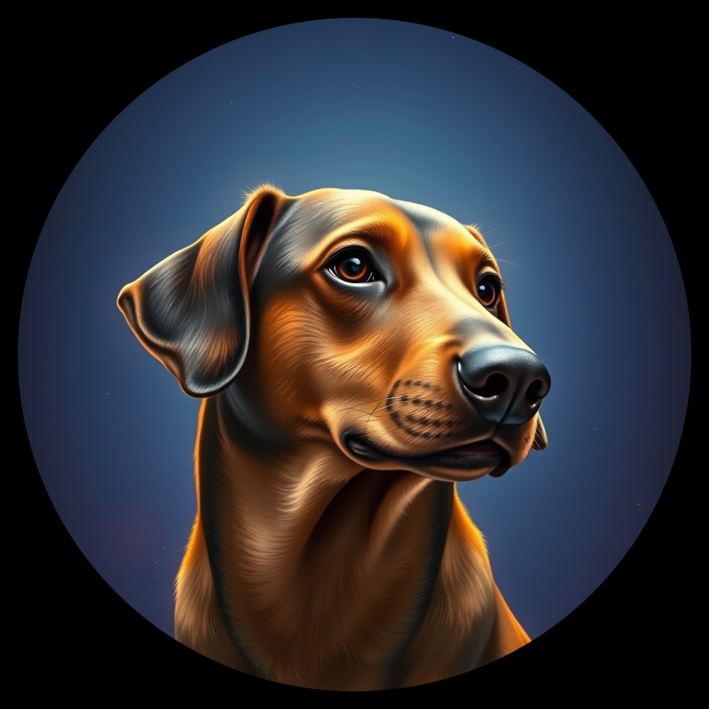 Cosmic medallion portrait of cHD11_63_cHD11_63, a Dachshund