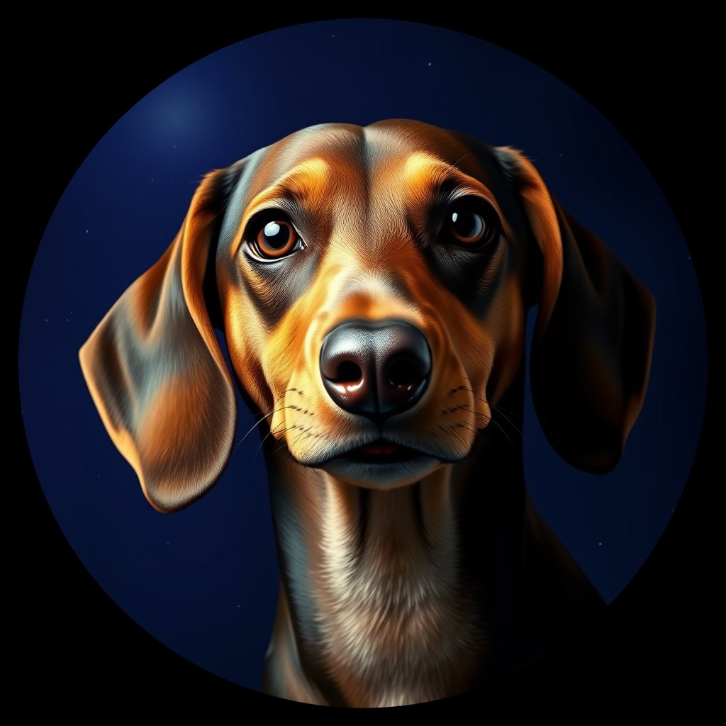Cosmic medallion portrait of cHD11_64_cHD11_64, a Dachshund
