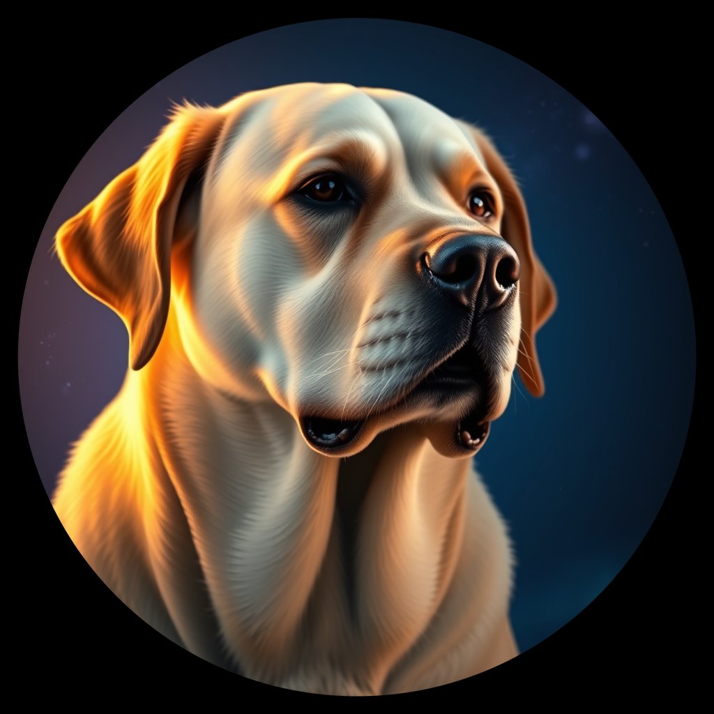 Cosmic medallion portrait of cHD11_67_cHD11_67, a Labrador Retriever
