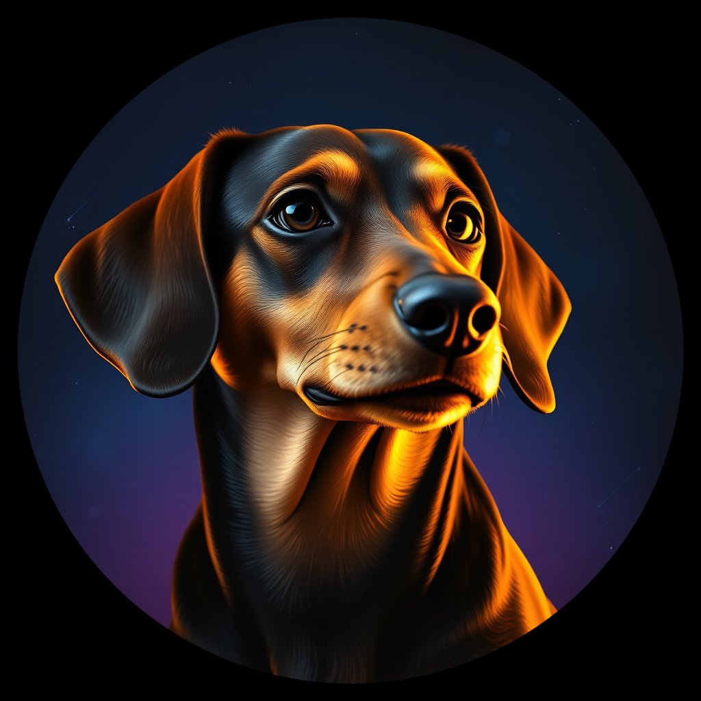 Cosmic medallion portrait of cHD11_68_cHD11_68, a Dachshund