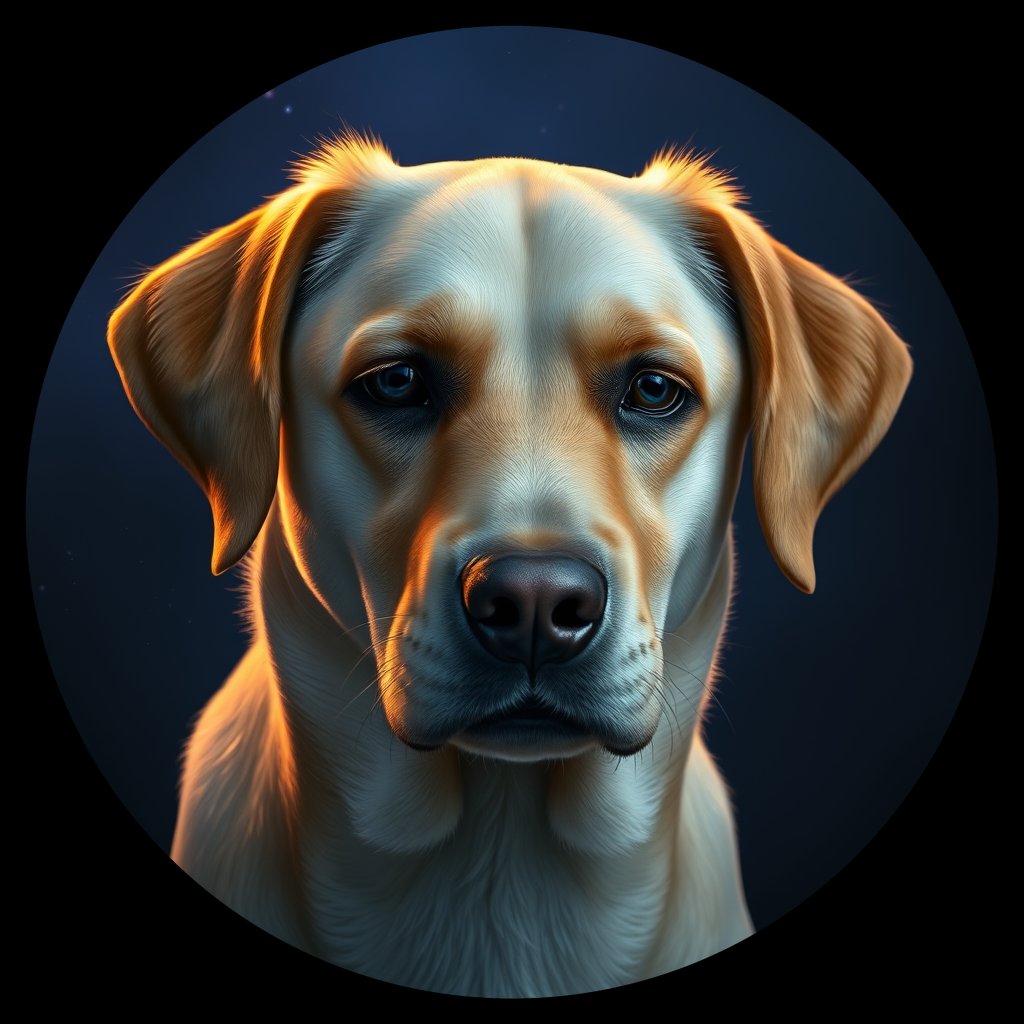 Cosmic medallion portrait of cHD11_724_cHD11_724, a Labrador Or Golden Retriever