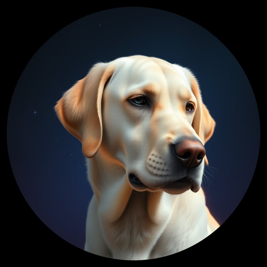 Cosmic medallion portrait of cHD11_727_cHD11_727, a Labrador Or Golden Retriever