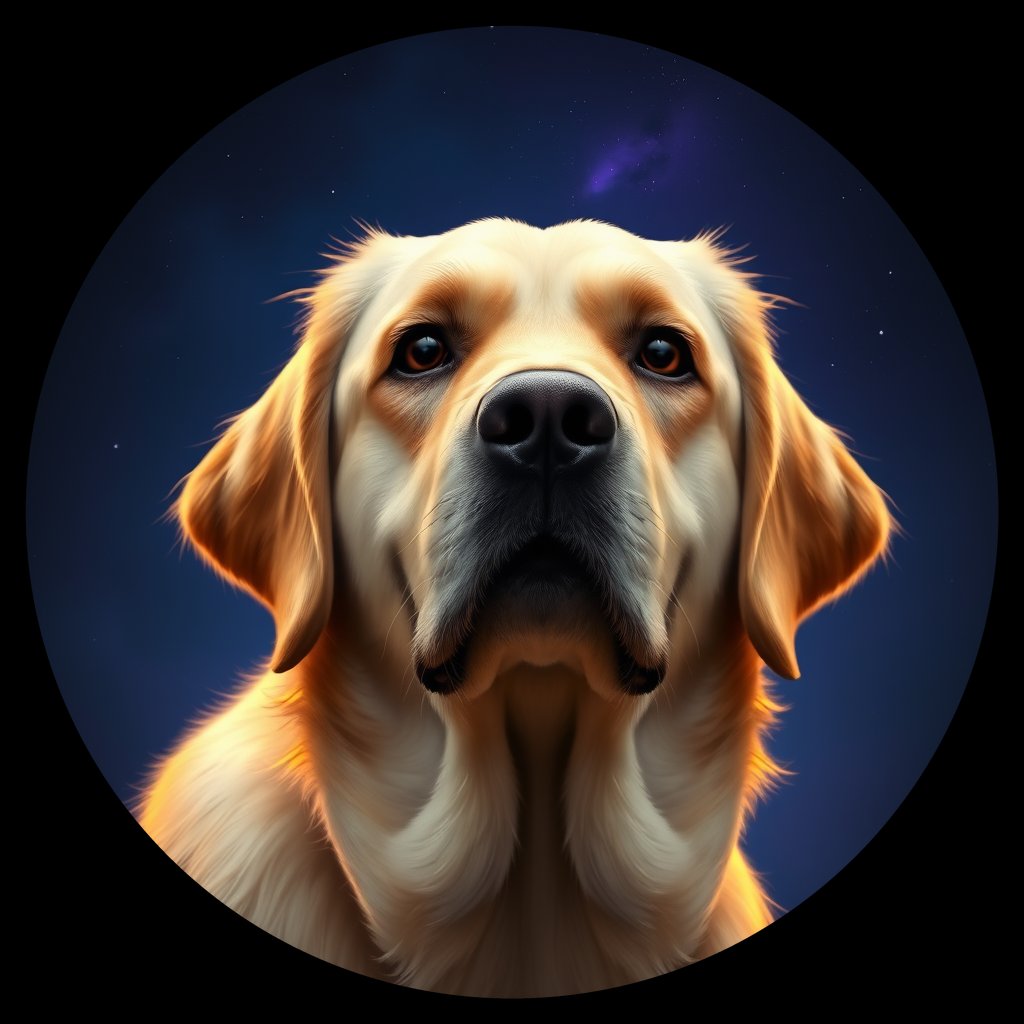 Cosmic medallion portrait of cHD11_728_cHD11_728, a Labrador Or Golden Retriever