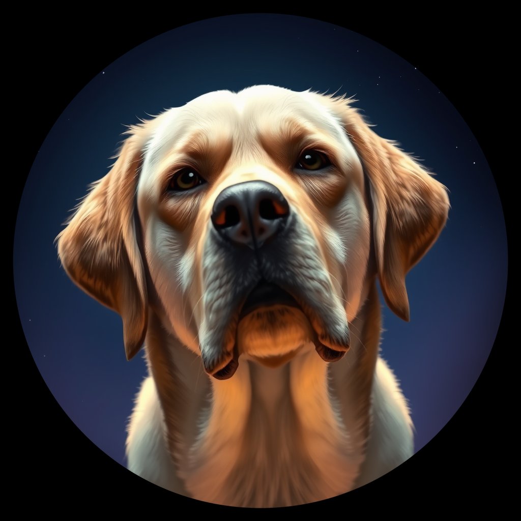 Cosmic medallion portrait of cHD11_735_cHD11_735, a Labrador Or Golden Retriever