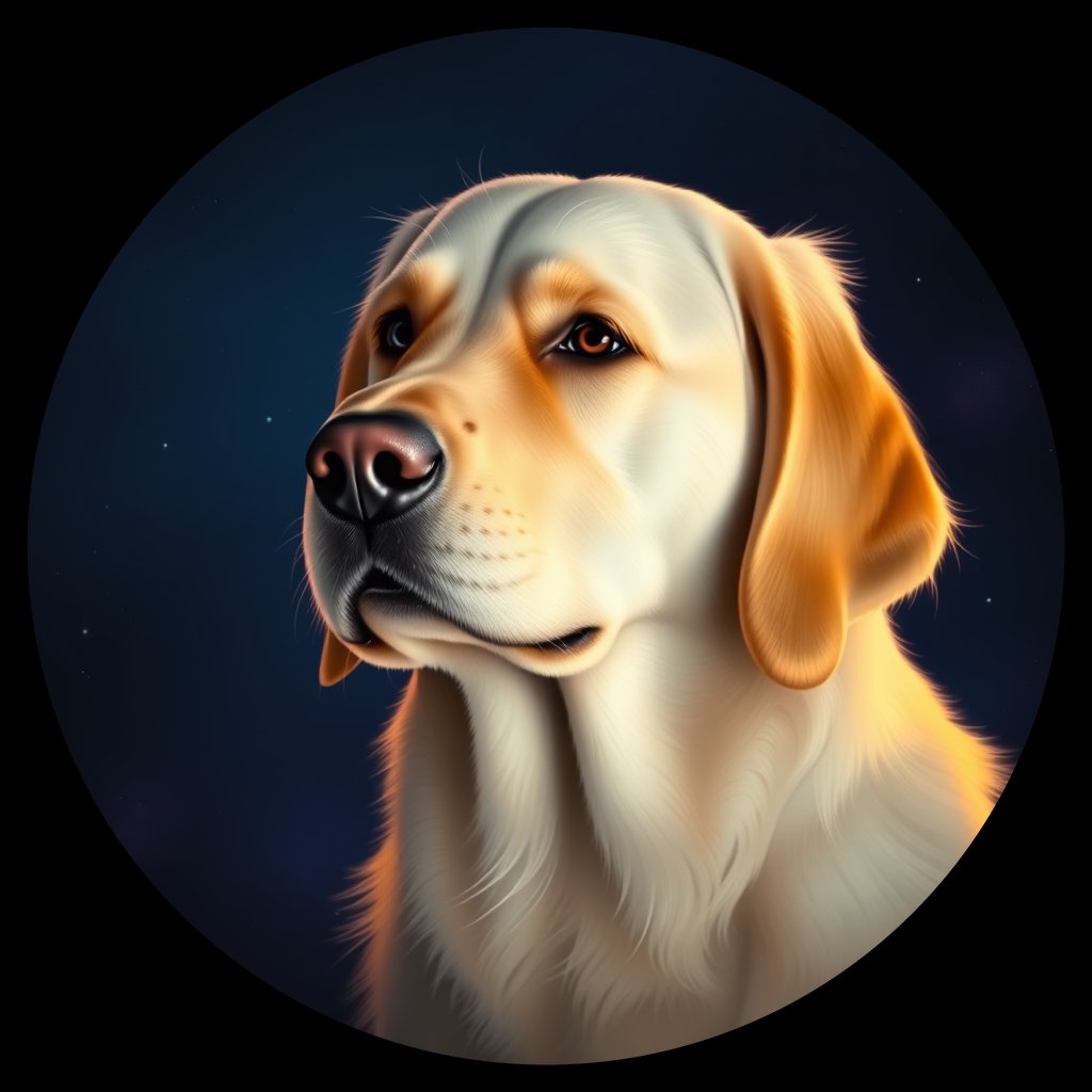 Cosmic medallion portrait of cHD11_736_cHD11_736, a Labrador Or Golden Retriever