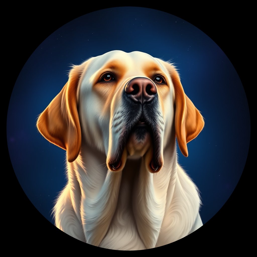 Cosmic medallion portrait of cHD11_73_cHD11_73, a Labrador Retriever