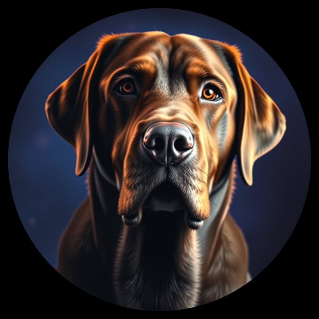 Cosmic medallion portrait of cHD11_75_cHD11_75, a Labrador Retriever