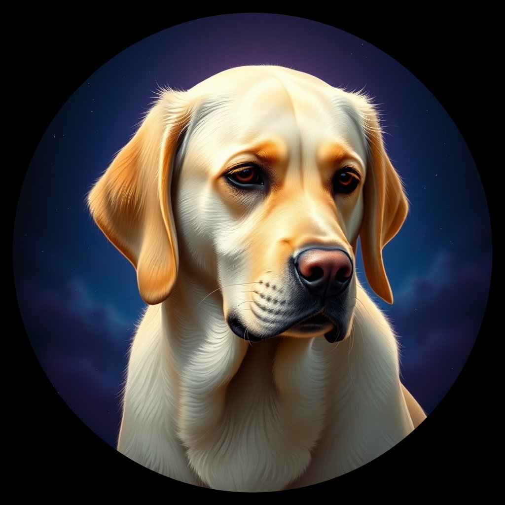 Cosmic medallion portrait of cHD11_77_cHD11_77, a Labrador Retriever