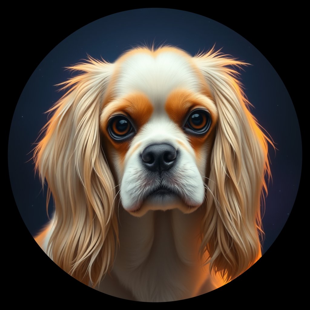 Cosmic medallion portrait of cHD11_81_cHD11_81, a Cavalier King Charles Spaniel