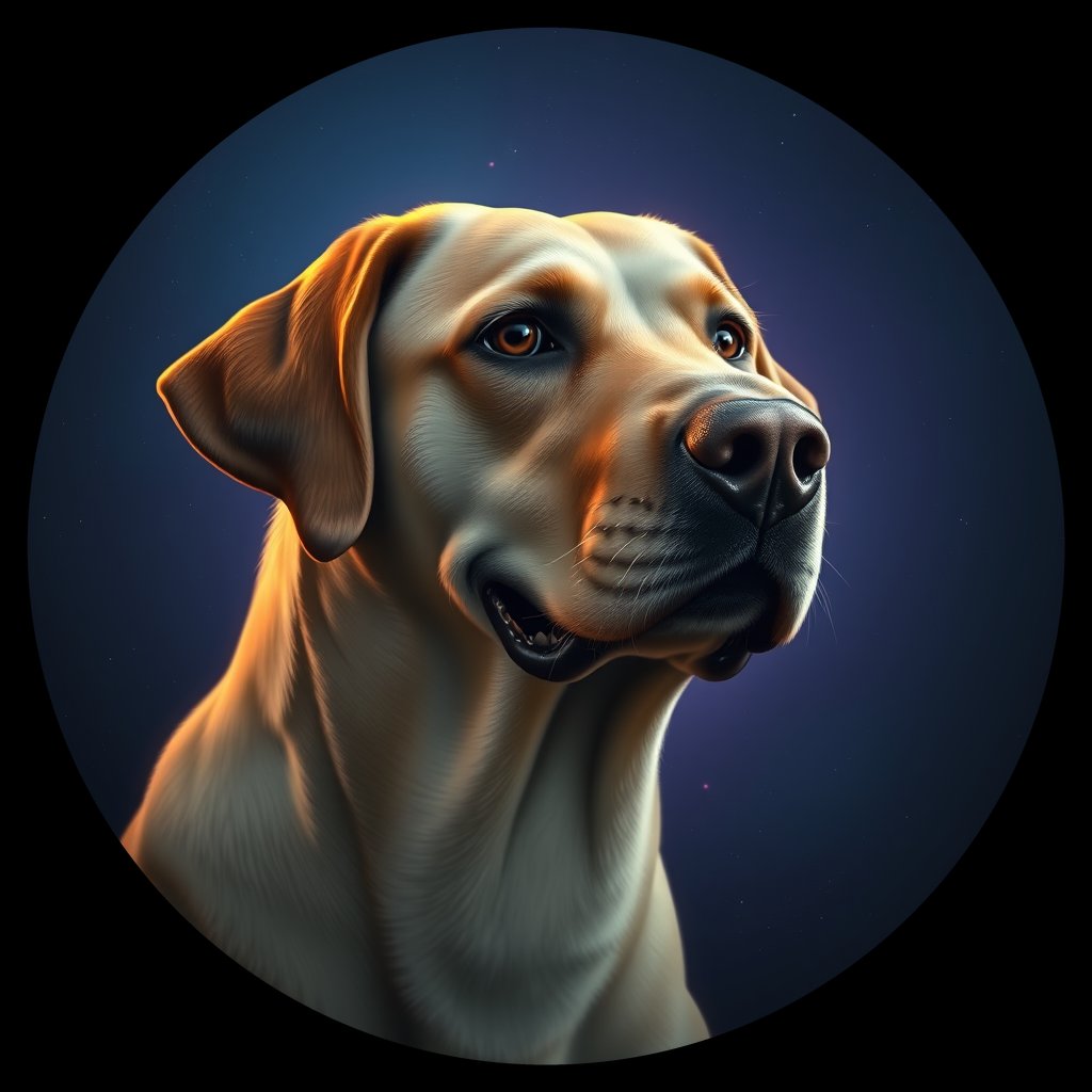 Cosmic medallion portrait of cHD11_83_cHD11_83, a Labrador Retriever