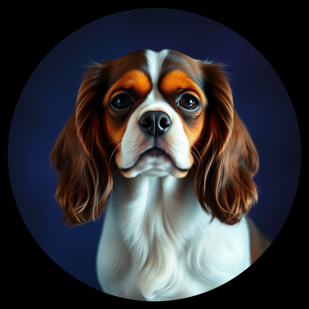 Cosmic medallion portrait of cHD11_84_cHD11_84, a Cavalier King Charles Spaniel