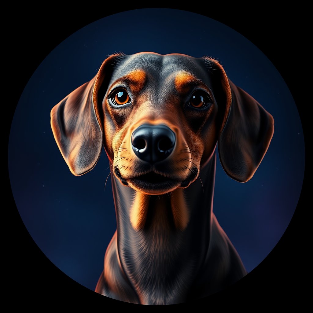 Cosmic medallion portrait of cHD11_85_cHD11_85, a Dachshund