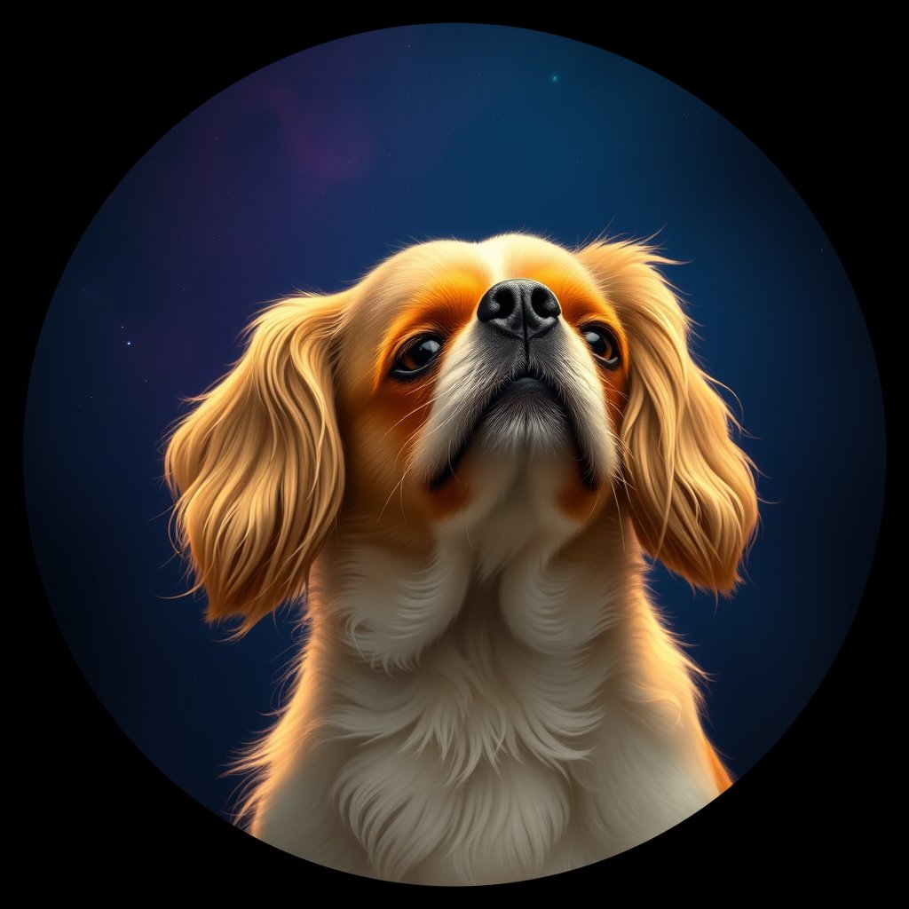 Cosmic medallion portrait of cHD11_88_cHD11_88, a Cavalier King Charles Spaniel