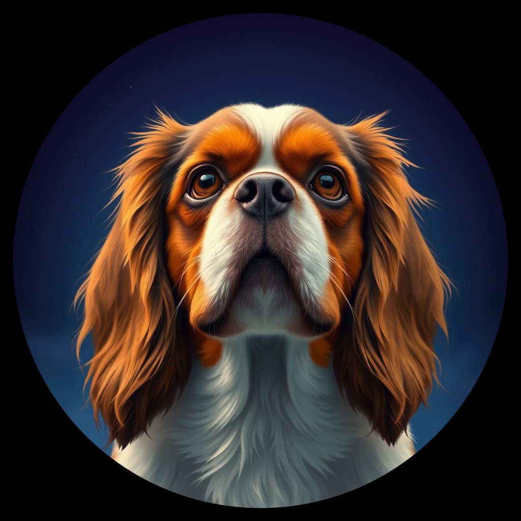 Cosmic medallion portrait of cHD11_89_cHD11_89, a Cavalier King Charles Spaniel